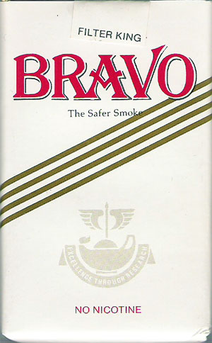Bravo cigarettes No Nicotine Filter king the safer smoke